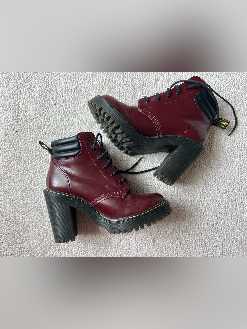 DR. MARTENS PERSEPHONE BURGUNDY PLATFORM HEELED LEATHER BOOTS WOMENS 7 - Picture 6 of 7